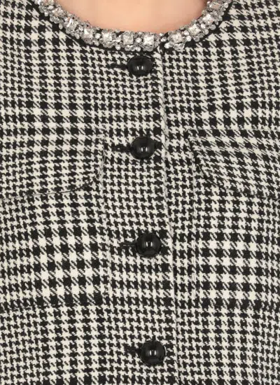 Self-portrait Embellished-collar Houndstooth Jacket