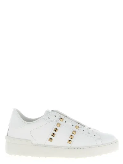 Valentino Garavani White Leather Rockstud Untitled Sneakers
