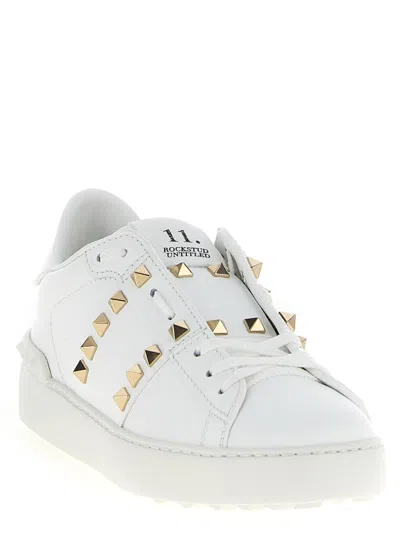 Valentino Garavani White Leather Rockstud Untitled Sneakers