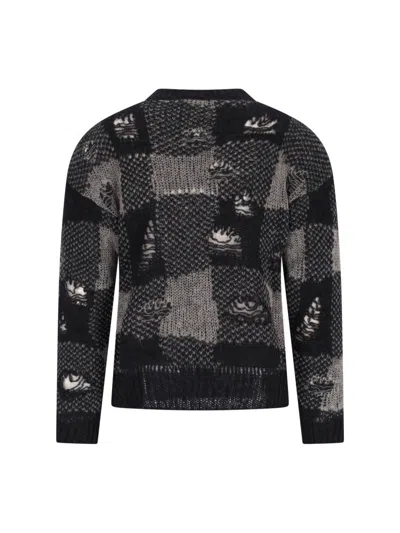 Our Legacy Patchwork Design Black Sweater With Round Neckline In Black