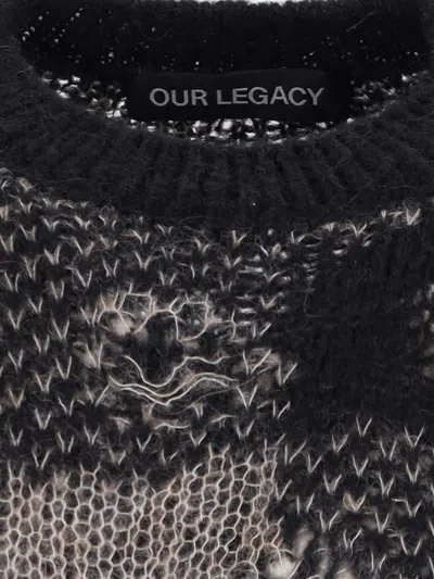 Our Legacy Patchwork Design Black Sweater With Round Neckline In Black