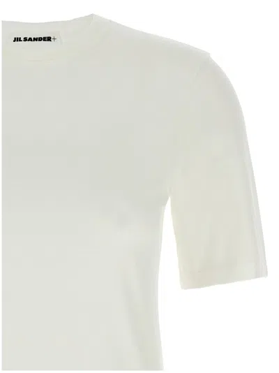 Jil Sander Comfort Fit White Logo T-shirt In White