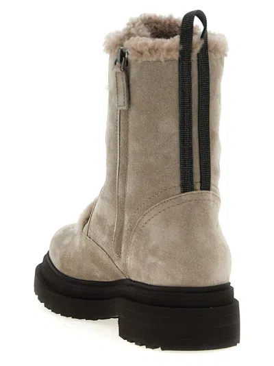 Brunello Cucinelli Monile Suede Combat Boots