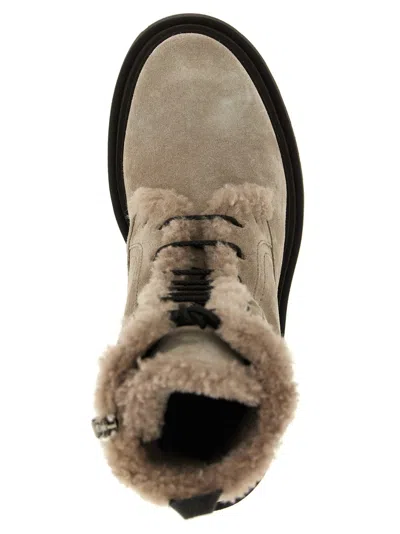 Brunello Cucinelli Monile Suede Combat Boots