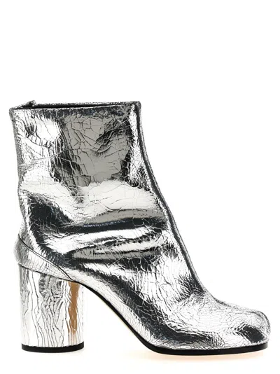 Maison Margiela Silver Tabi Leather Boots In Silver