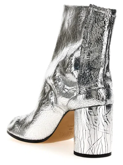 Maison Margiela Silver Tabi Leather Boots In Silver