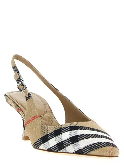 Burberry Check Print Slingbacks With Laminated Accents In Multi