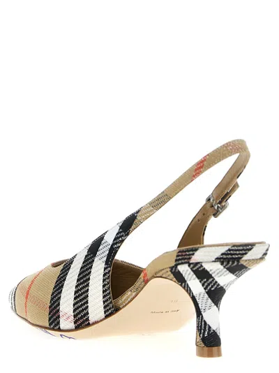 Burberry Check Print Slingbacks With Laminated Accents In Multi