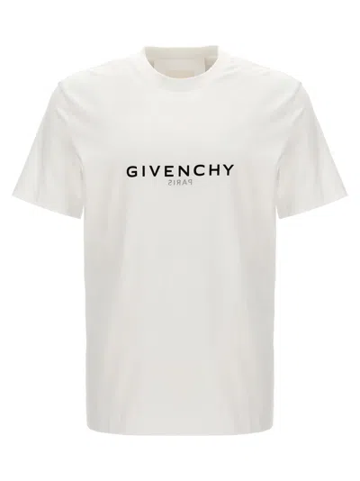 Givenchy White Crewneck T-shirt With Logo Print In Cotton Man In White