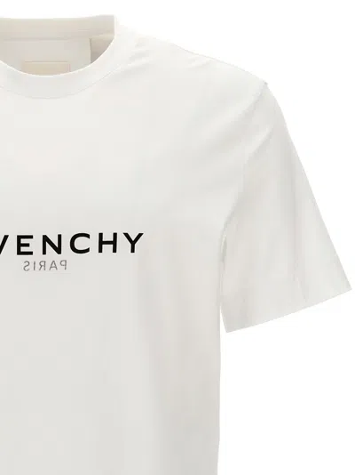 Givenchy White Crewneck T-shirt With Logo Print In Cotton Man In White