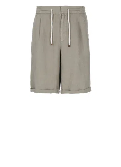 Brunello Cucinelli Linen Bermuda Shorts In Gray