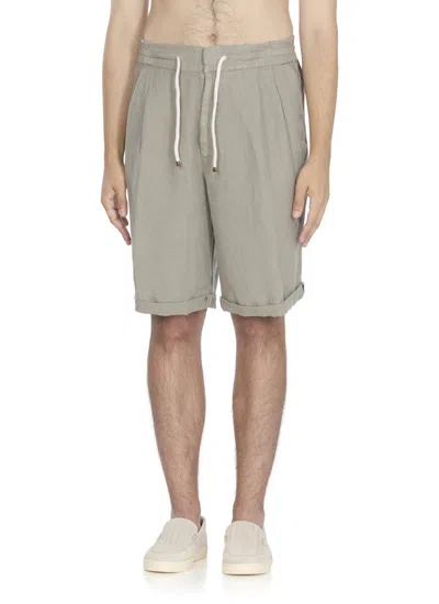 Brunello Cucinelli Linen Bermuda Shorts In Gray