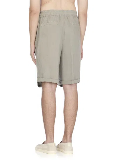 Brunello Cucinelli Linen Bermuda Shorts In Gray