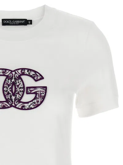 Dolce & Gabbana Jersey T-shirt With Lace Inlay In White
