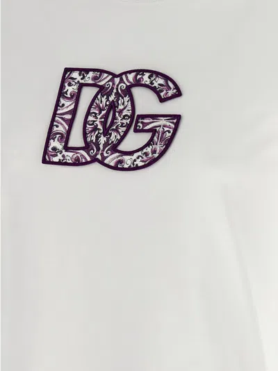Dolce & Gabbana Jersey T-shirt With Lace Inlay In White