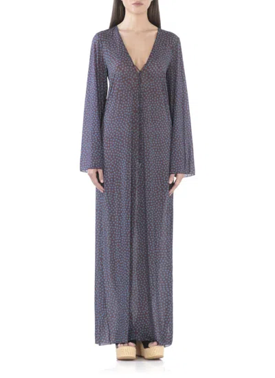 Fisico Cristina Ferrari Fisico Maxi Dress With V-neck In Gray