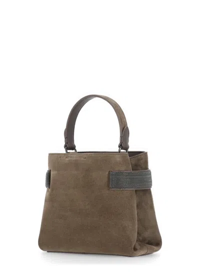 Brunello Cucinelli Suede Leather Shoulder Bag