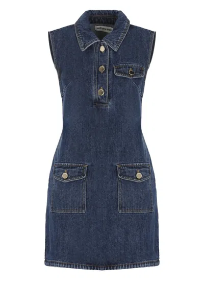 Self-portrait Self Portrait Women Denim Sleeveless Mini Dress In Blue