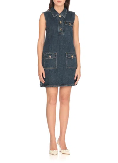 Self-portrait Self Portrait Women Denim Sleeveless Mini Dress In Blue