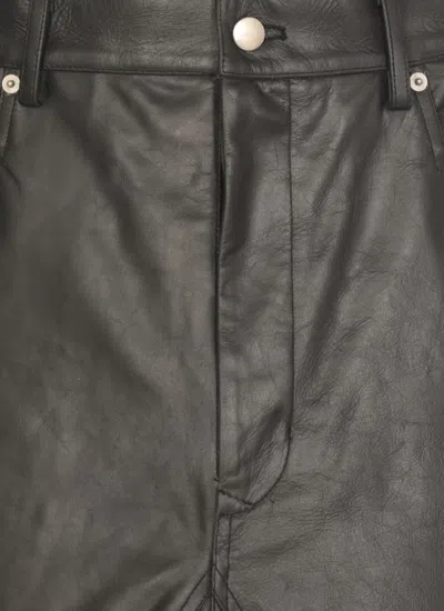 Rick Owens Structured Black Leather Skirt With Front Zip In Black