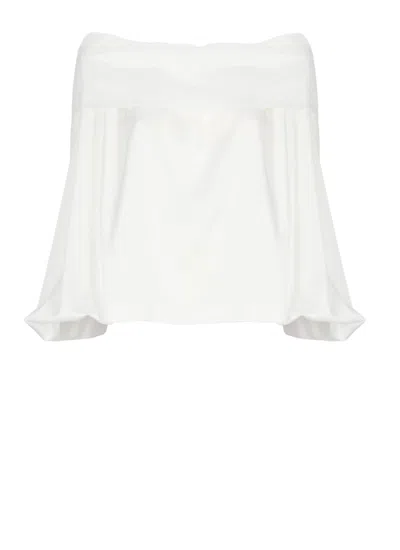 D Exterior D. Exterior Satin Blouse With Off-the-shoulder Design
