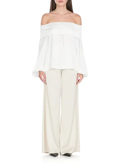 D Exterior D. Exterior Satin Blouse With Off-the-shoulder Design