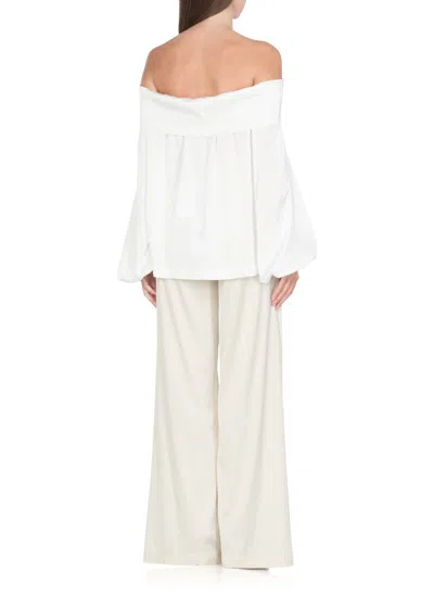 D Exterior D. Exterior Satin Blouse With Off-the-shoulder Design