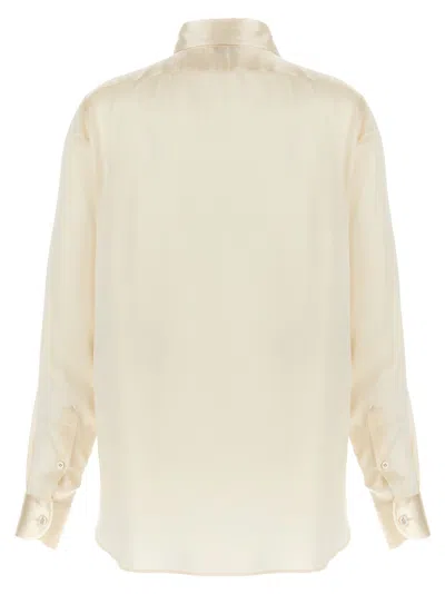 Tom Ford Silk Shirt With Pleated Detail And Pointed Collar In Pink