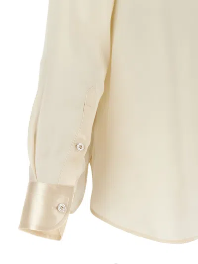 Tom Ford Silk Shirt With Pleated Detail And Pointed Collar In Pink