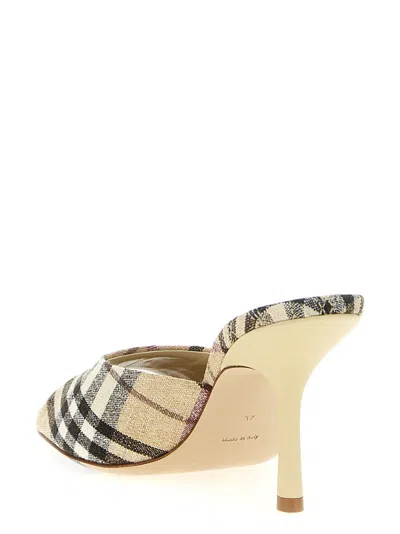 Burberry 90mm Lf Mews Check Textile Mules In Neutral