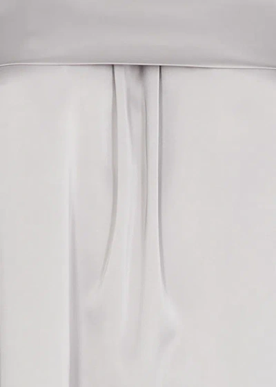 D Exterior D. Exterior Ivory Satin Blouse With Straight Neck In Gray
