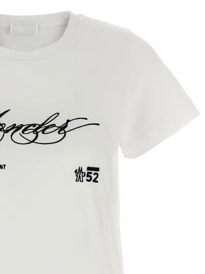 Moncler Intricate Embroidery Detail Cotton Jersey T-shirt In White