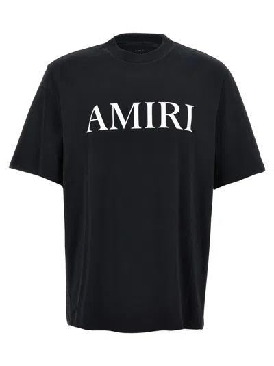 Amiri Black Crewneck T-shirt With Logo Lettering Print On The Front In Cotton Man In Black