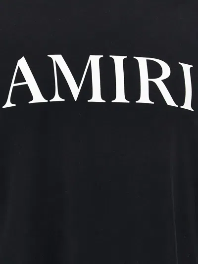 Amiri Black Crewneck T-shirt With Logo Lettering Print On The Front In Cotton Man In Black