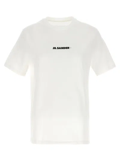 Jil Sander Cotton T-shirt With Front Printed Logo In White