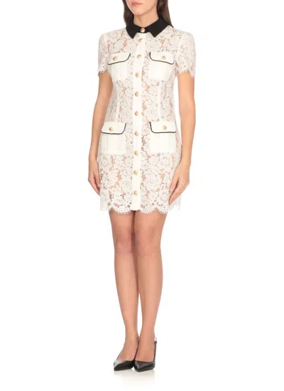Self-portrait Delicate Lace Dress With Structured Pockets In White