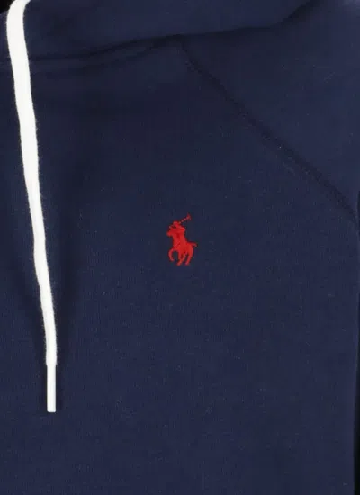 Polo Ralph Lauren Logo Embroidery Hoodie Sweatshirt Blue In Blue