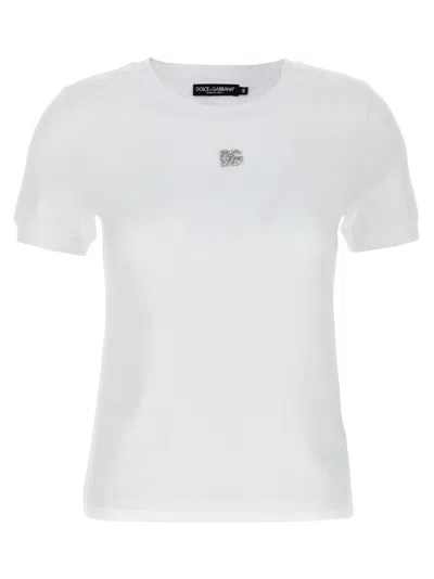 Dolce & Gabbana White Jersey Dg Logo Plate T-shirt