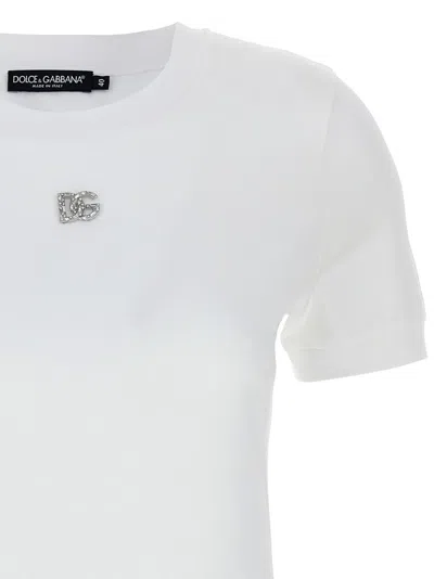 Dolce & Gabbana White Jersey Dg Logo Plate T-shirt