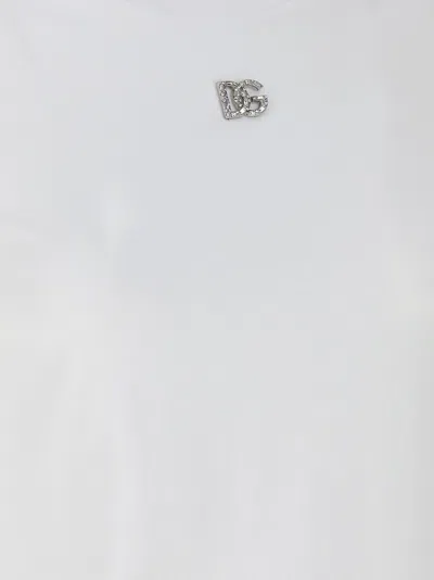 Dolce & Gabbana White Jersey Dg Logo Plate T-shirt