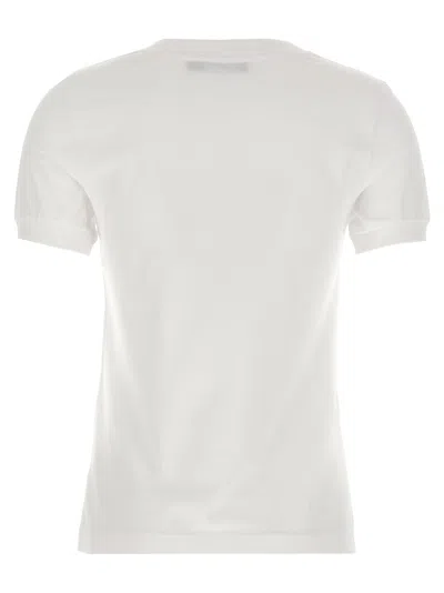 Dolce & Gabbana White T-shirt With Dg Logo On The Front Finished With Rhinestones