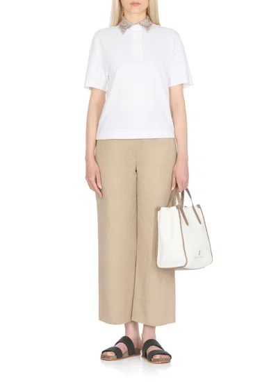 Brunello Cucinelli Contrasting Handle White Linen
