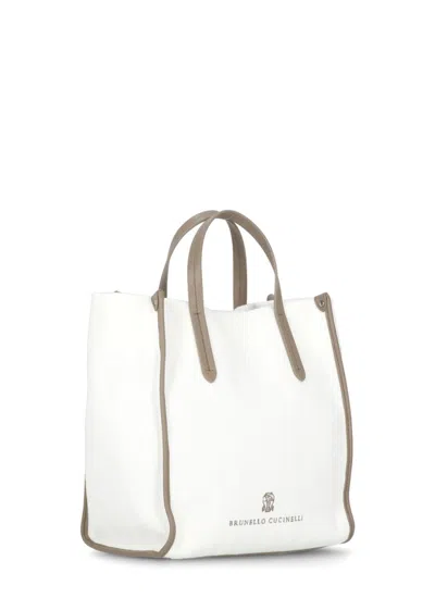 Brunello Cucinelli Contrasting Handle White Linen