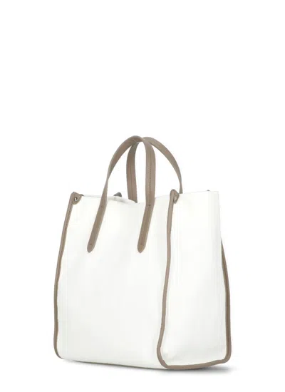Brunello Cucinelli Contrasting Handle White Linen