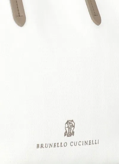 Brunello Cucinelli Contrasting Handle White Linen
