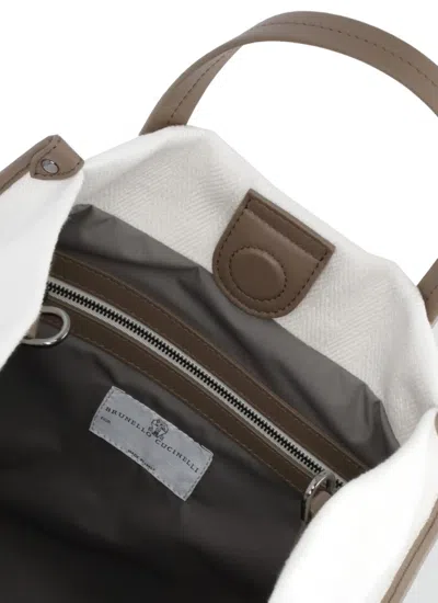 Brunello Cucinelli Contrasting Handle White Linen