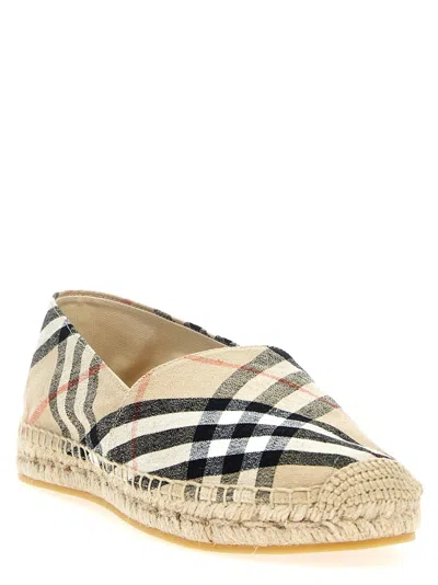 Burberry Check Print Linen Blend Espadrilles