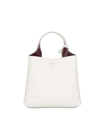 Tod's Textured White Leather Handbag With Silver Charm