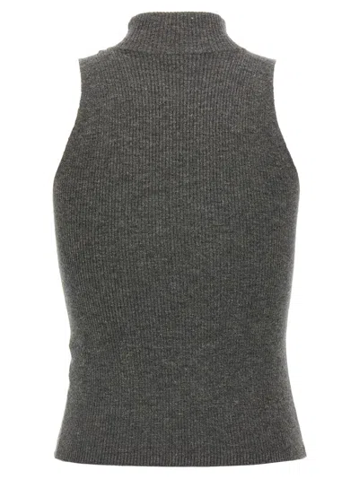 Brunello Cucinelli Sleeveless High Neckline Ribbed Top