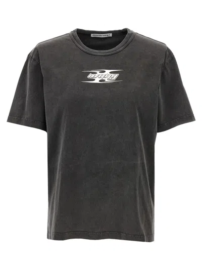 Alexander Wang T T By Alexander Wang Embossed Logo Cotton T-shirt In Gray